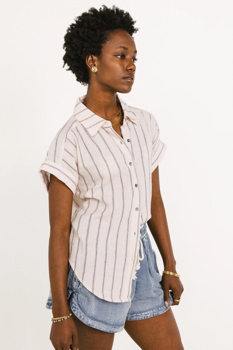 Button up striped top 