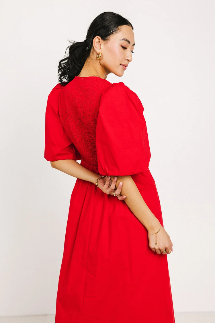 Puff sleeves dress in red 