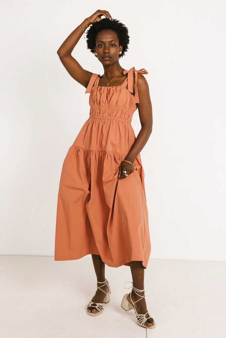 Midi dress in terracotta 