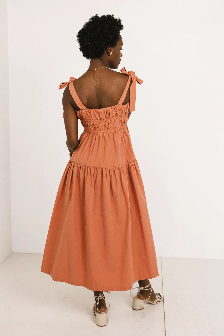 Two adjustable shoulder straps dress in terracotta 