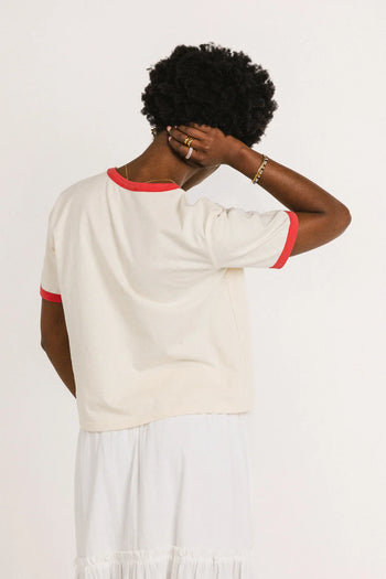 Short sleeves top in cream 