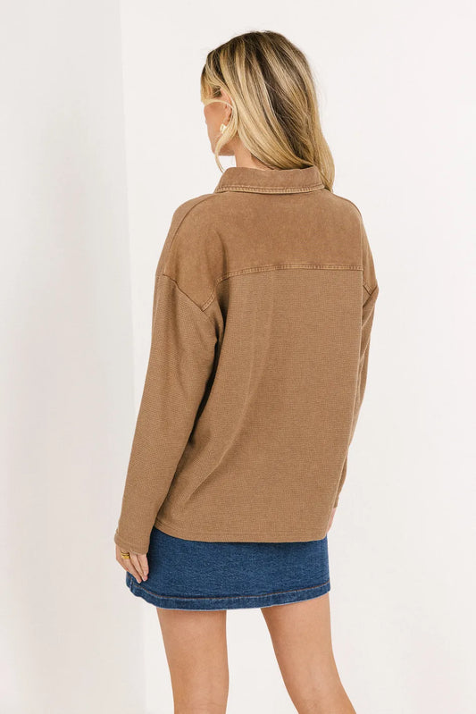 Waffle top in brown 