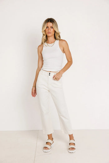Straight leg pants in cream 