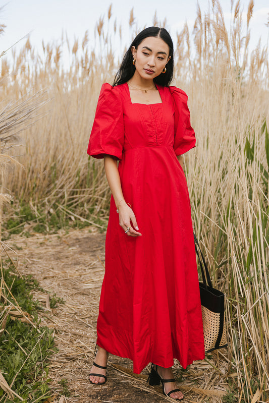 Woven dress in red