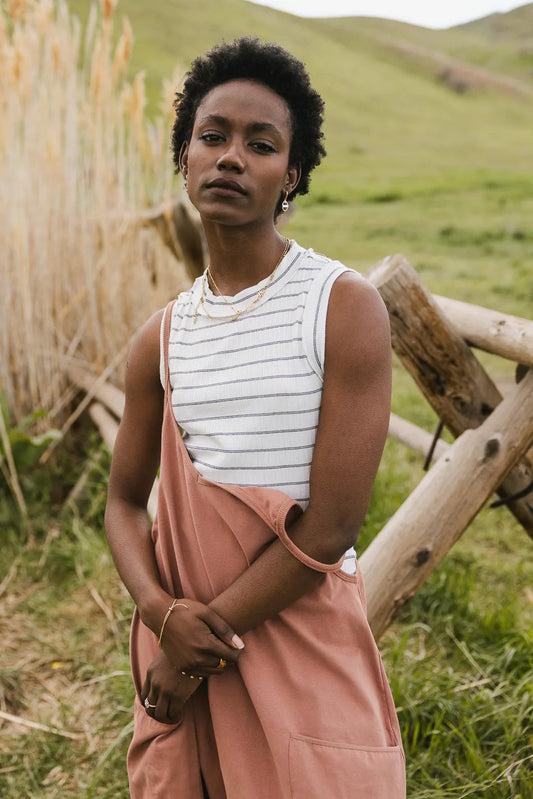 Striped tank in white 