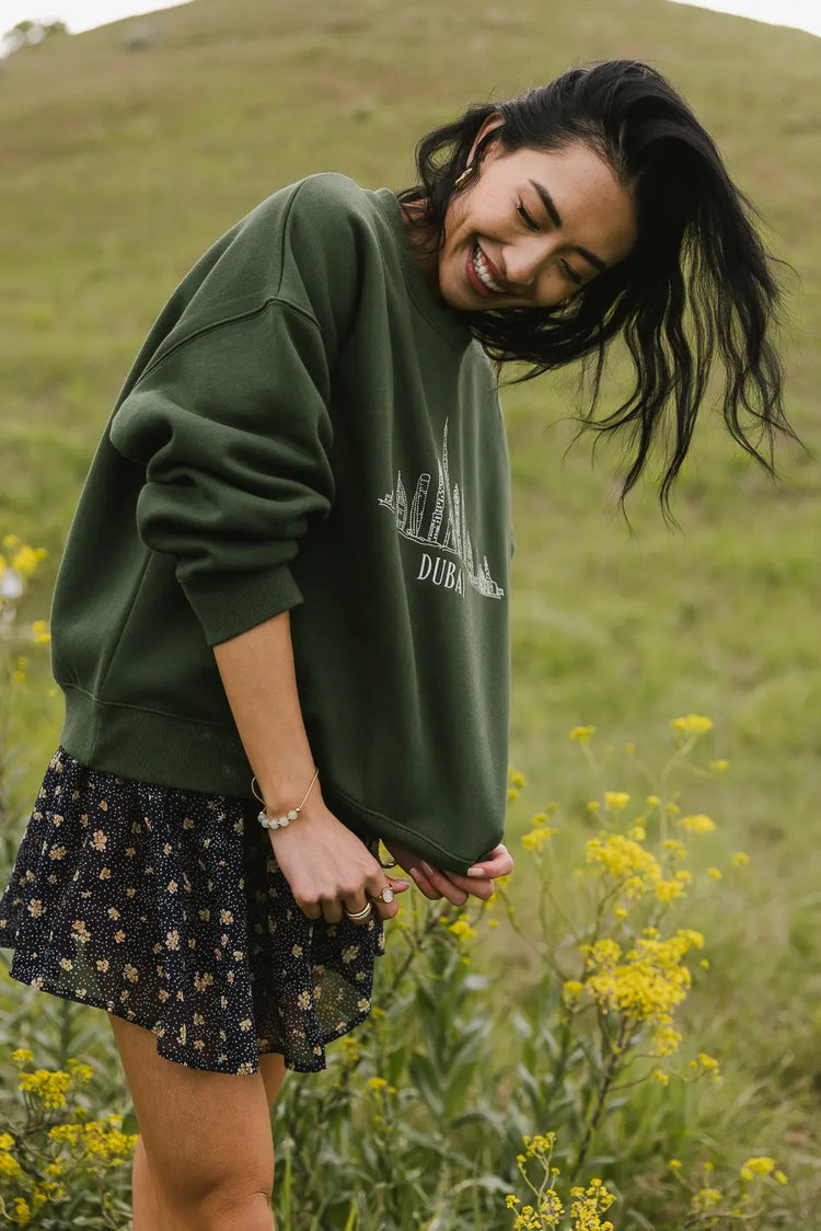 Sweatshirt in hunter green 