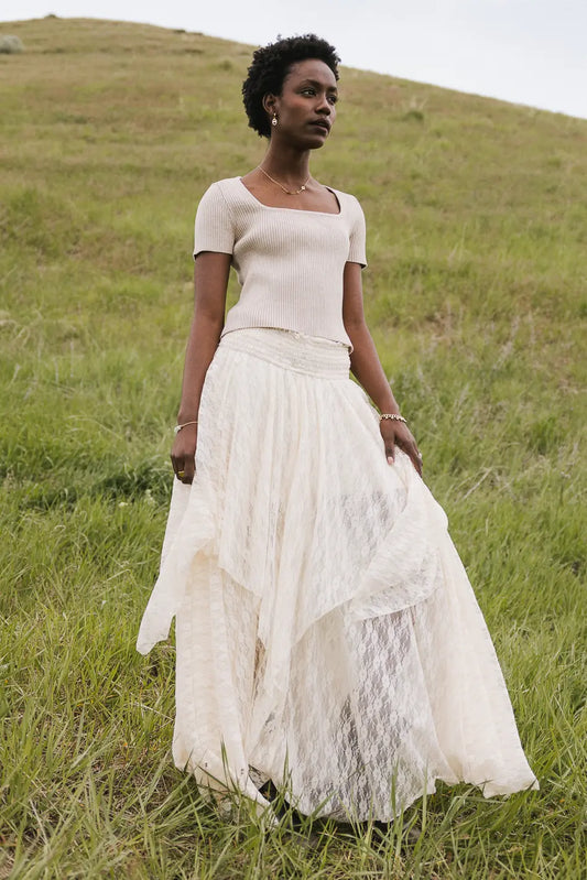 Short sleeves top in oatmeal 