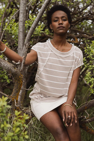 Theresa Striped Top in Mocha - FINAL SALE