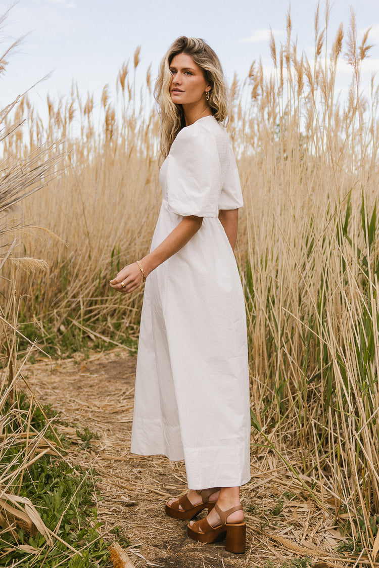 puff sleeve dress in ivory