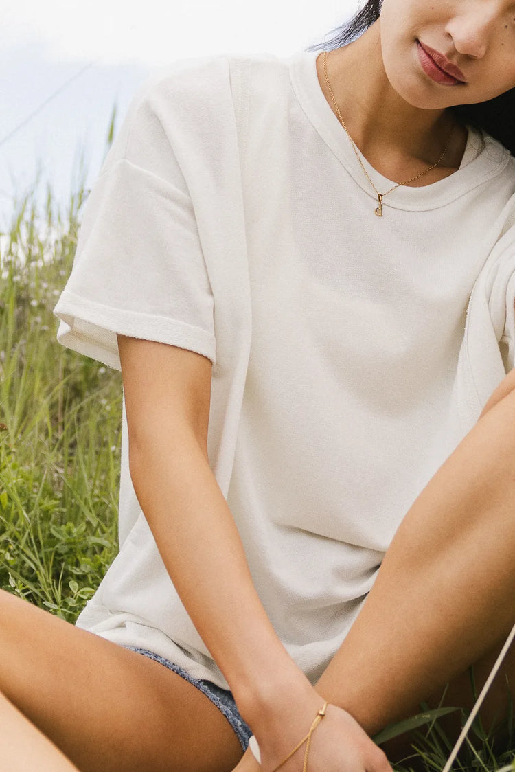 Short sleeves top in cream 