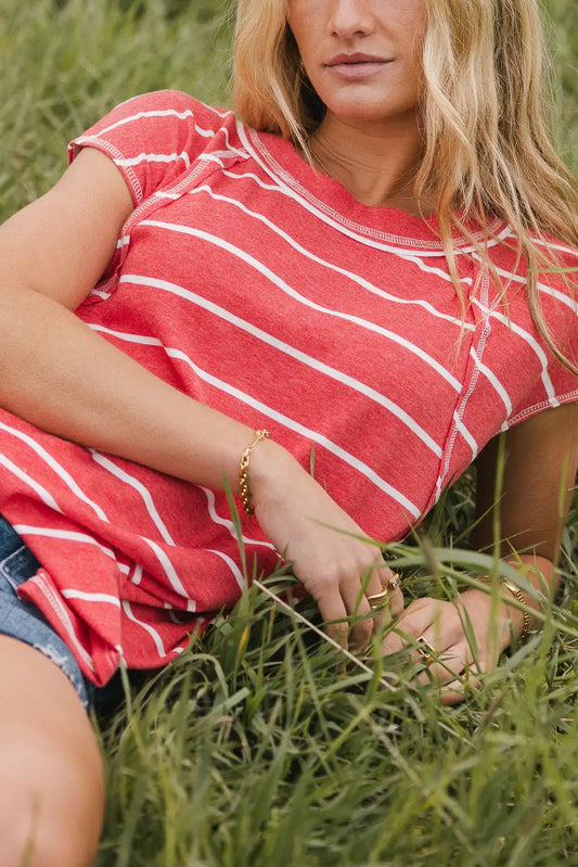 Striped top in red 