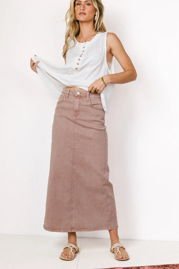 High rise midi skirt in mauve 