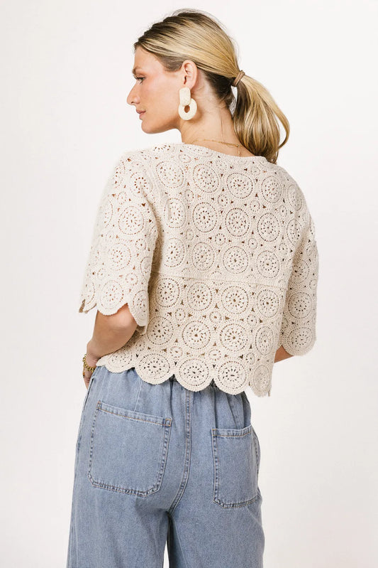 Cropped styled top in natural 