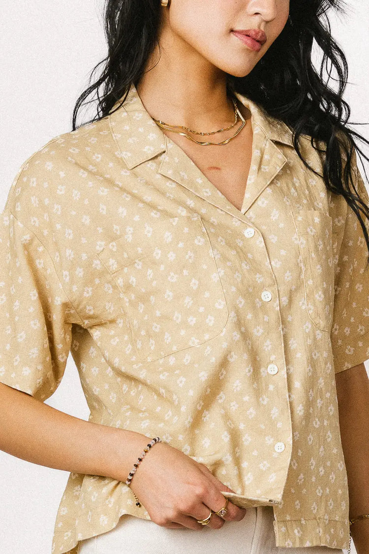 One side pocket button up in yellow 