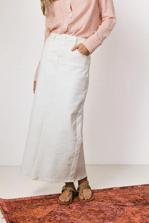 Harley Denim Midi Skirt in Cream - FINAL SALE