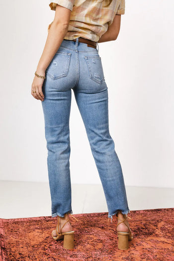 Two back pockets denim pants 