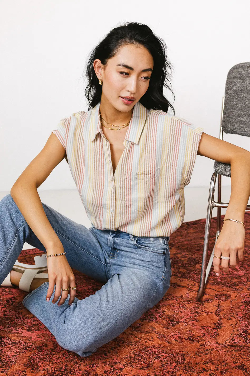 Striped top in multi colors 