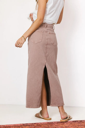Back slit midi skirt in mauve 