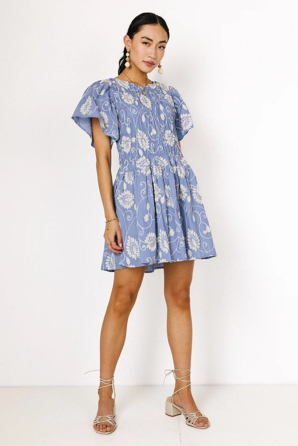 Priya Embroidered Mini Dress in Blue Priya Embroidered Mini Dress in Blue