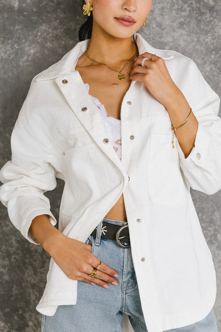 Long sleeves button up in ivory 
