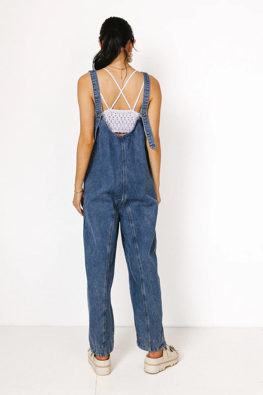 Adjustable straps denim jumpsuit 