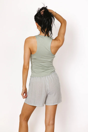 Striped shorts in sage 
