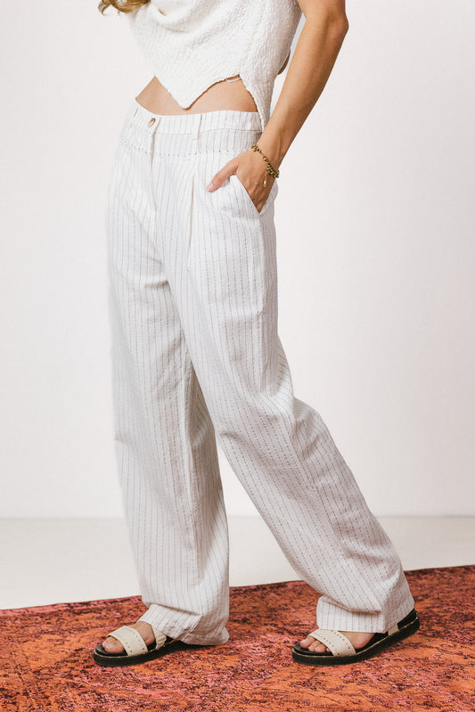 pin stripe pants in white
