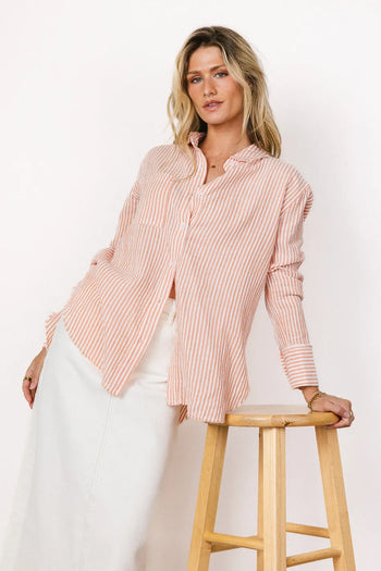 Striped button up in orange 