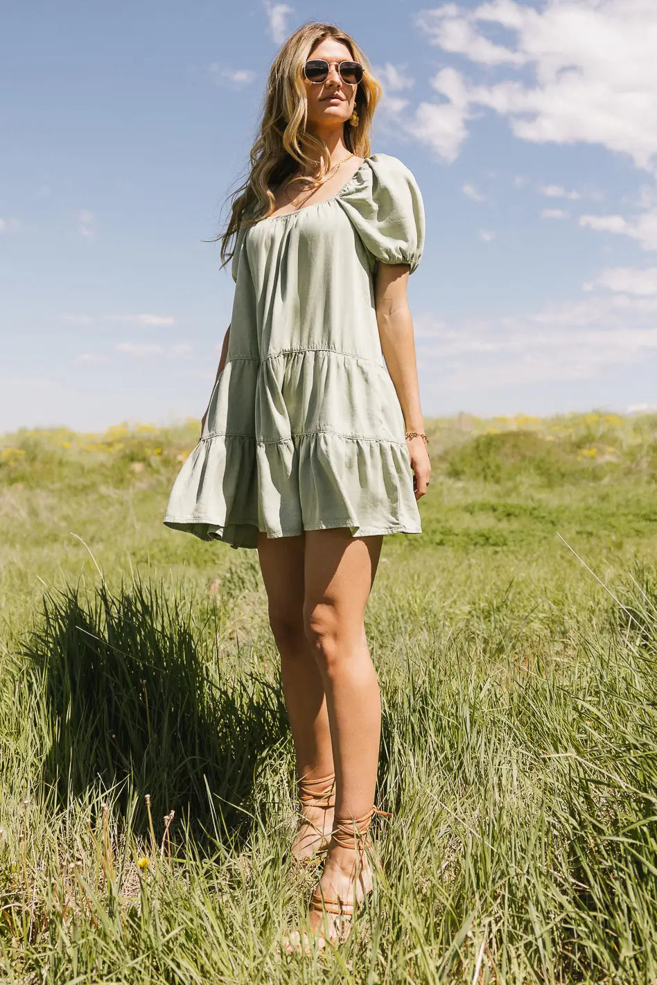 Mini dress in sage 