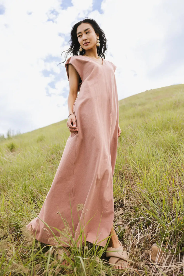 Maxi dress in mauve 