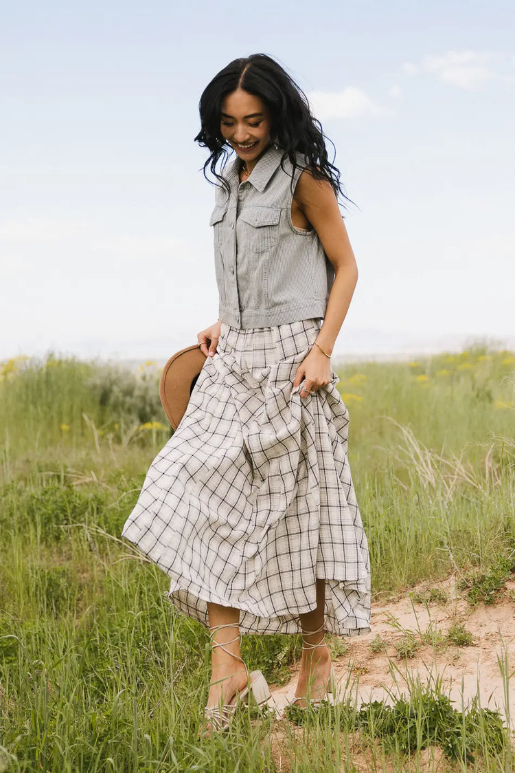 Woven plaid skirt 