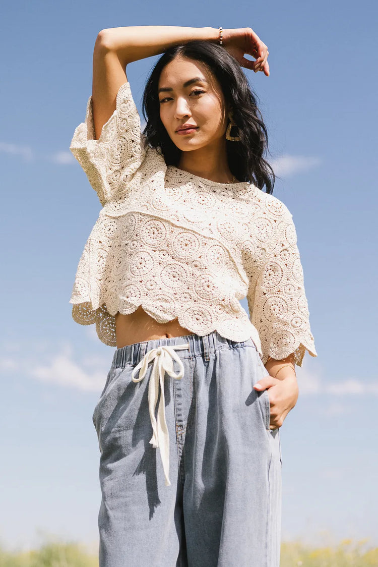 Crocheted top in natural 