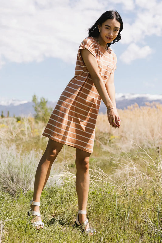 Striped dress in rust 