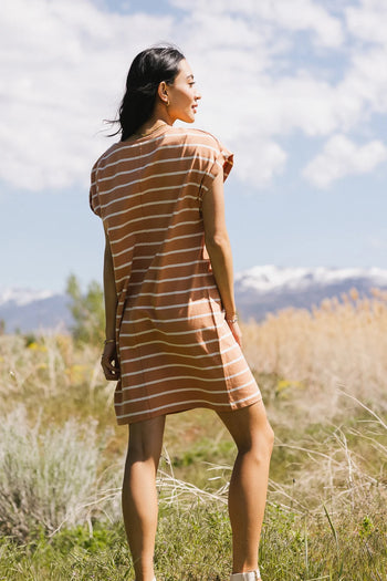 Short sleeves T-Shirt dress in rust 