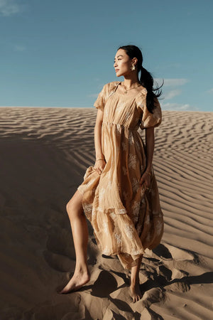 Fool For You Midi Dress in Camel - FINAL SALE