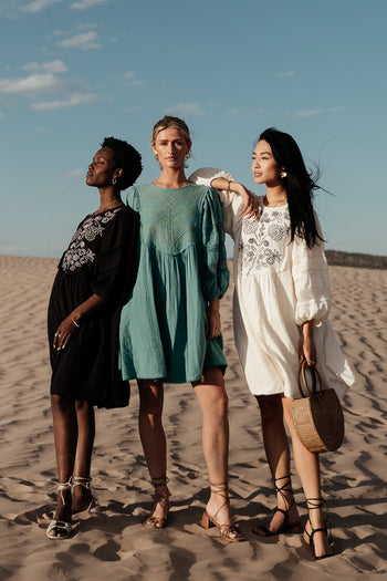 embroidered mini dress