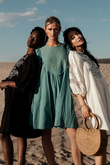 embroidered mini dress