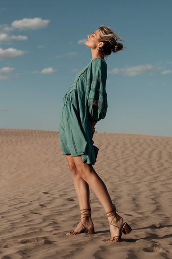 crochet detail embroidered dress