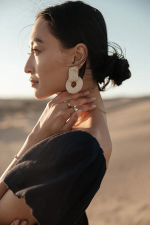 Juno Braided Straw Earrings in Ivory