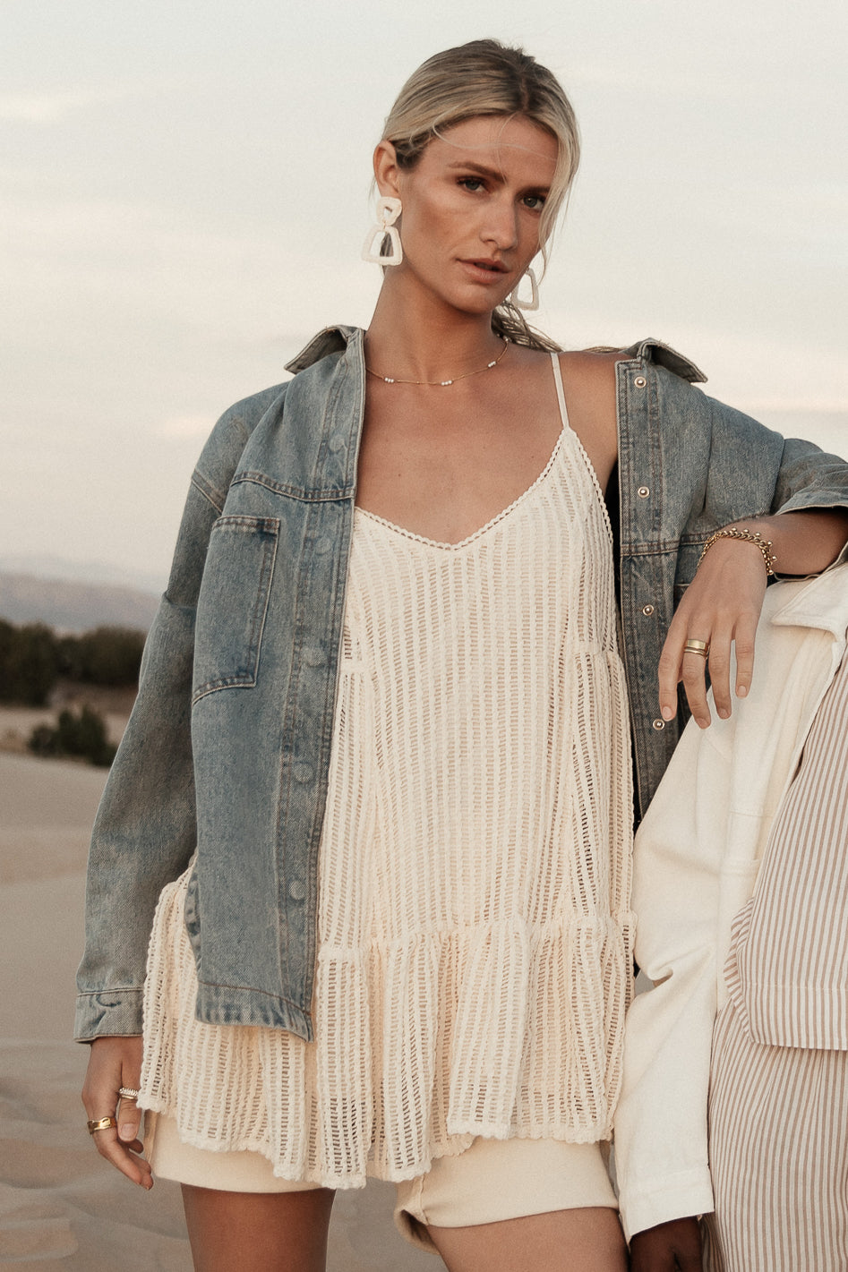 crochet tunic dress in cream