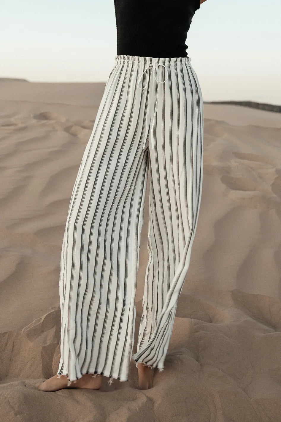 Ronan Striped Pants in White - FINAL SALE