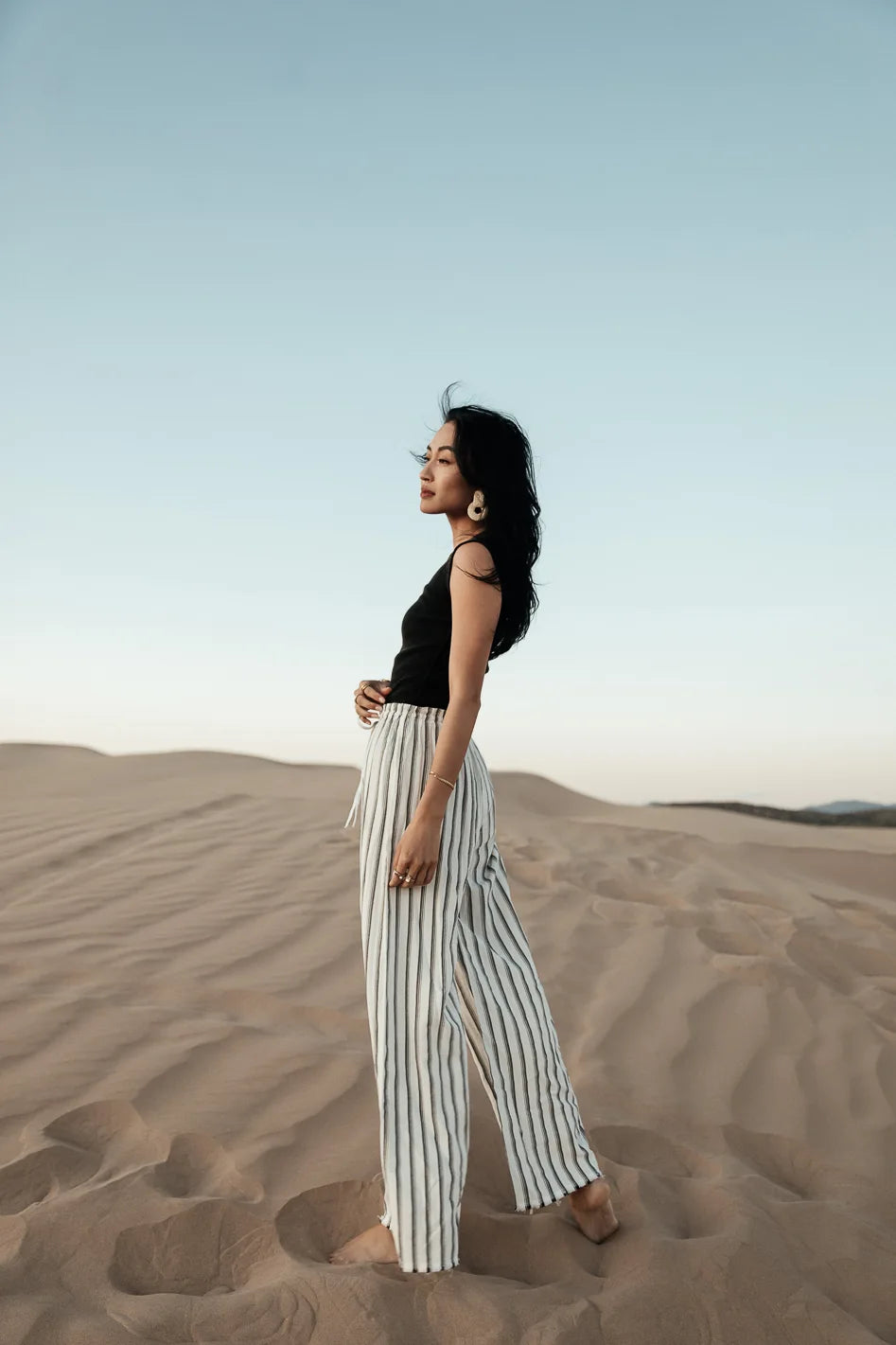 Wide leg striped pants 
