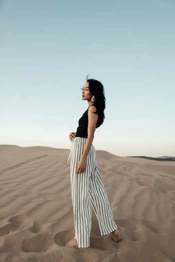 Wide leg striped pants 