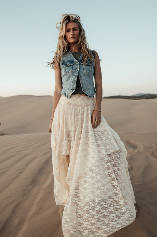 tiered lace sheer skirt
