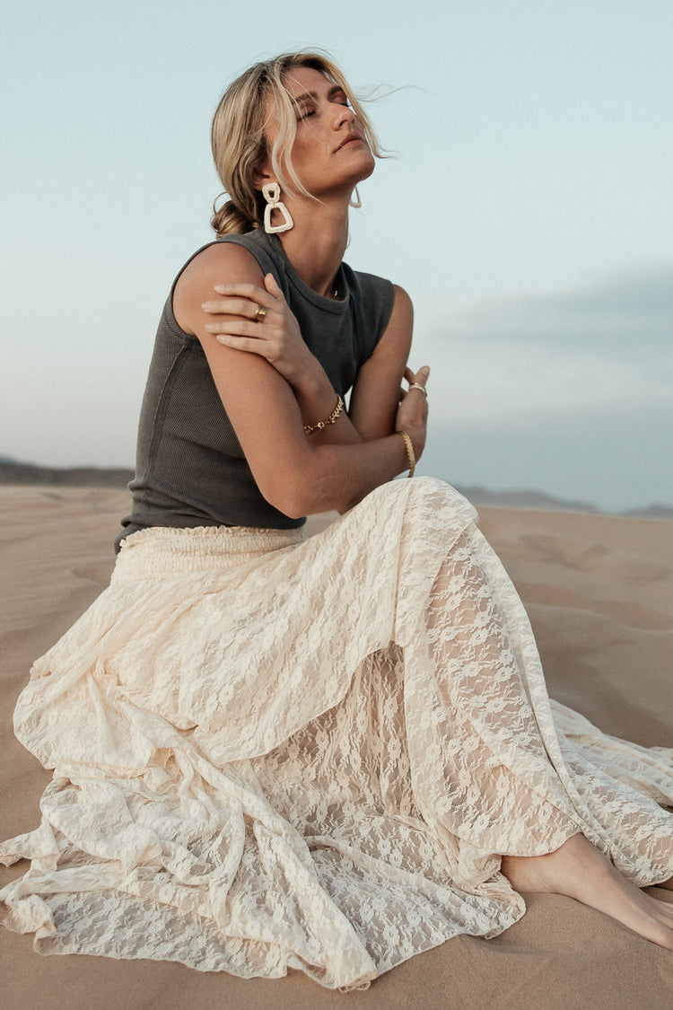 ivory lace sheer skirt