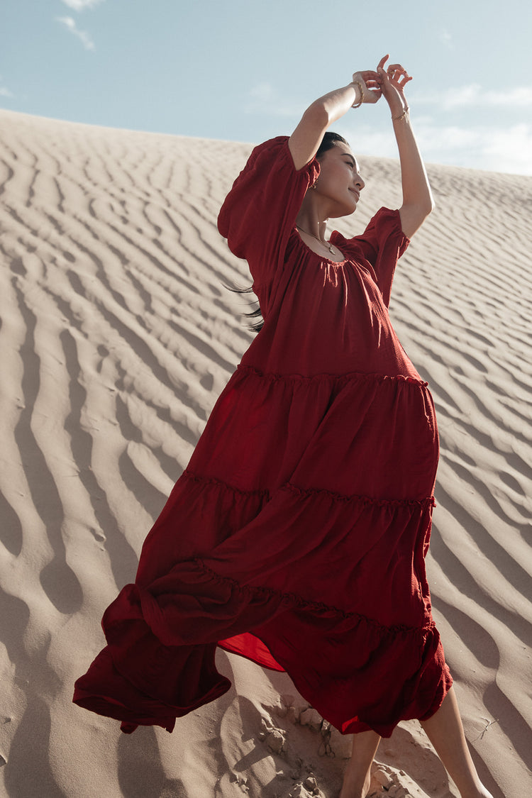 red maxi dress