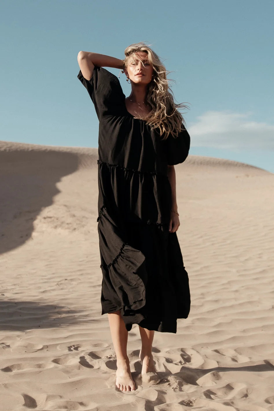 Corinne Tiered Maxi Dress in Black - FINAL SALE Corinne Tiered Maxi Dress in Black - FINAL SALE