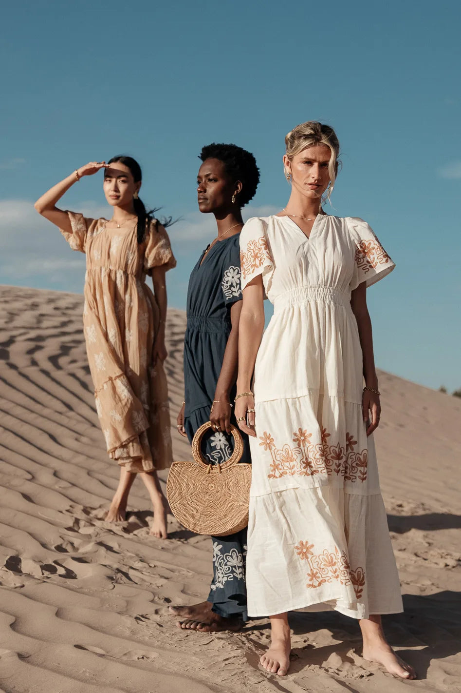 Isabeau Embroidered Maxi Dress in Cream FINAL SALE bohme