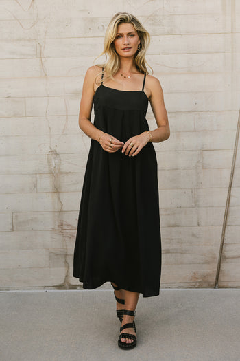 empire midi dress in black