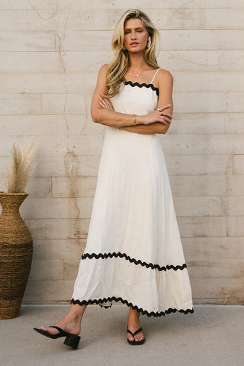 Wavy hem dress in natural 